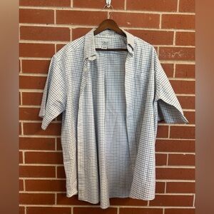 L.L Bean Wrinkle Resistant Plaid Button Down Shirt Men’s L Short Sleeve Blue